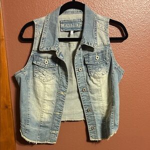 Maurices Faded Blue Denim Vest